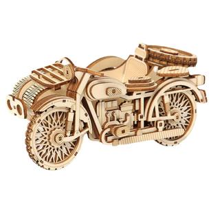 木制三轮摩托车拼图拼板儿童益智拼装模型玩具摆件创意积木三轮艇