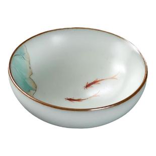 李斌手绘汝窑杯年年有余主人杯功夫大号茶杯单杯茶具纯手工手绘杯