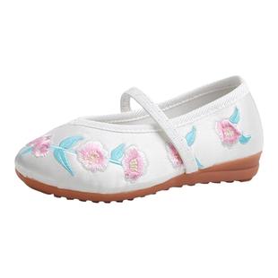 女童绣花鞋民族风儿童手工布鞋老北京童鞋学生演出舞蹈明制汉服鞋