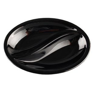 美日嘉宝分格餐盘黑色密胺餐具两格快餐盘火锅店仿瓷碟子日式D100