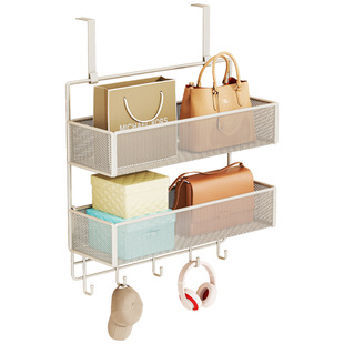 门后置物架挂门上挂钩挂衣架免打孔多层挂包包架柜门衣柜侧面挂篮