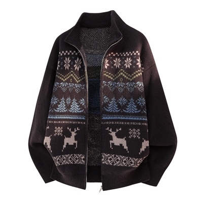 提花肌理民族风费尔岛毛衣