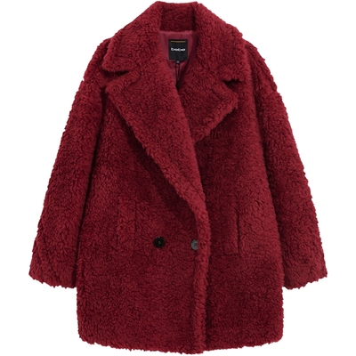 bebe冬季新款长袖宽松翻领外套