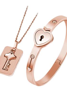 同心锁情侣手链一对女男手环带