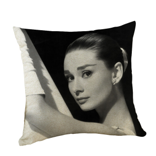 奥黛丽赫本抱枕复古怀旧咖啡厅酒吧沙发棉麻靠垫亚麻枕头欧美靠枕