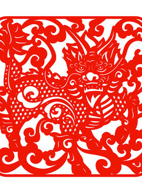 麒麟窗花静电贴纸玻璃门贴画装饰布置双面红色2027新年春节贴水贴