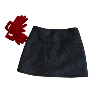 羊毛呢加厚A字半身裙女欧洲站2025冬装新款欧货女装时尚包臀裙潮