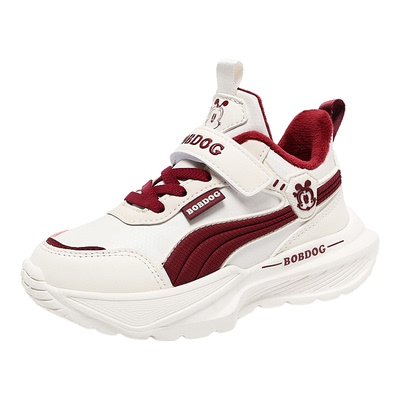 巴布豆童鞋男童二棉鞋2025冬季新款中大童加绒加厚女童保暖运动鞋