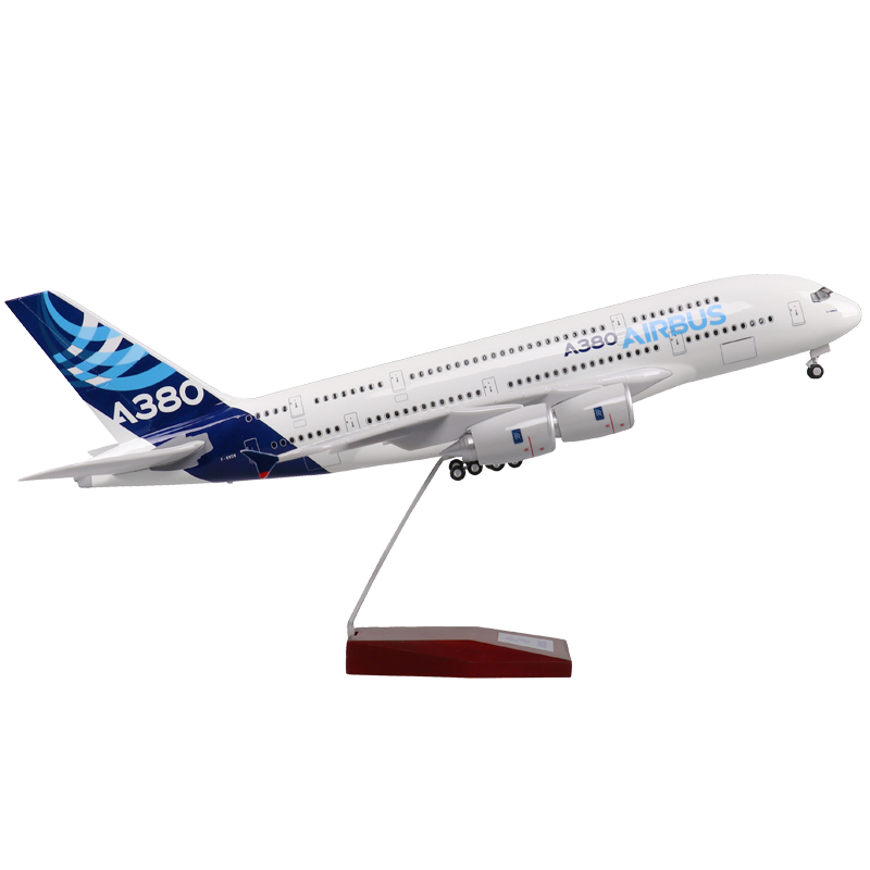 46cm客机a380飞机模型拼装发光带轮+专用底座1:160南航汉莎阿联酋