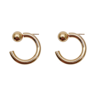 宋慧乔同款耳圈金豆子耳环2025新款港风复古金属半圈C形耳饰耳钉