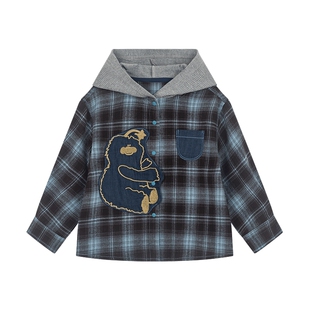 马拉丁童装儿童外套2025秋装新款男童透气牛仔帅气衬衫外套