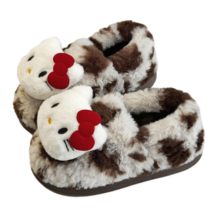 包跟棉鞋女士冬季外穿毛毛绒保暖室内居家可爱奶牛棉拖鞋女款冬天