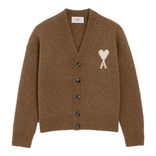 【季末甄选】Ami Paris 男女同款白色ADC云朵开衫毛衣  爱心V领