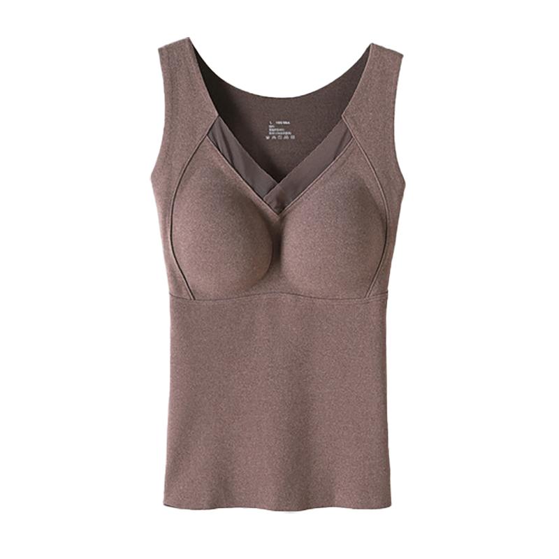 石墨烯发热德绒保暖背心女带胸垫