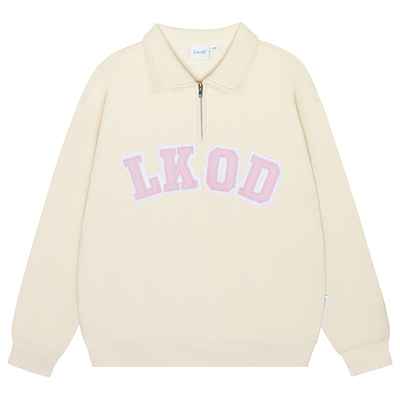 LKOD休闲麂皮字母半拉链卫衣