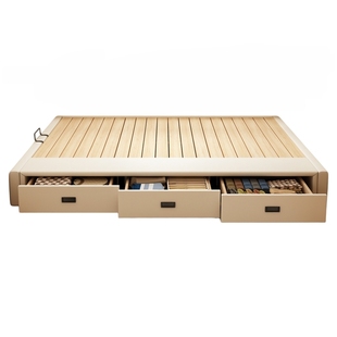 无床头床高箱带抽屉储物床实木框架小户型榻榻米收纳床可定制尺寸