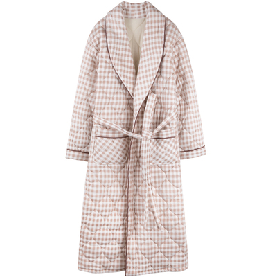 纯棉睡袍女士夹棉加厚秋冬季保暖