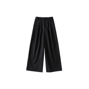 UN MUTE25FW 羊毛混纺腰部双褶裥加宽马王袢设计宽松量感阔腿西裤