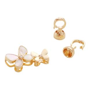 14K包金保色白蝶贝蝴蝶珍珠扣锆石双头卡扣项链手链连接diy收尾扣