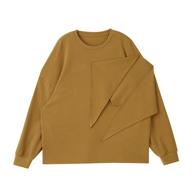 慵懒风落肩圆领休闲时尚T恤上衣