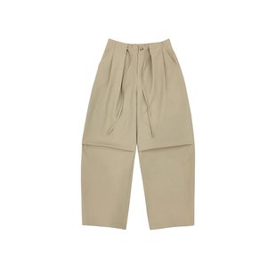 暗物质卡其色直筒伞兵裤男生春季新款松紧腰宽松休闲慵懒风长裤男