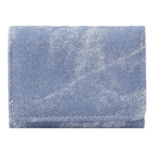 新款简约钱包女轻薄短款小巧牛仔纹卡包钱夹大容量学生折叠零钱包