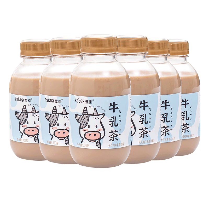 網(wǎng)紅冷藏斐素大紅袍牛乳茶阿薩姆即飲奶茶飲料320g*6瓶裝飲品