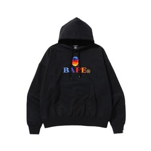 BAPE男装秋冬彩色渐变猿人字母刺绣连帽卫衣11404XH