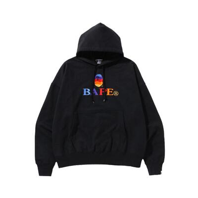 BAPE男装秋冬彩色渐变猿人字母刺绣连帽卫衣11404XH