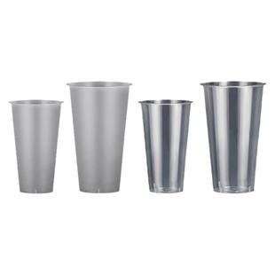 90口径奶茶杯子一次性带盖700ml商用磨砂注塑杯透明塑料光杯定制