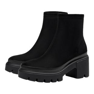 [王心凌同款]莎莎苏秋冬新款伯德靴增高加绒法式短靴瘦瘦弹力靴女