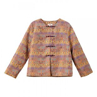 布符新中式「纹藏山海提花十字结外套」2026年春季新品简洁圆领女