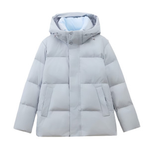 超好看奶呼呼蓝色短款羽绒服女冬2025年新款小个子白鸭绒保暖外套