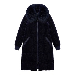 特卖撤柜衣莎美诺中长款灯芯绒羽绒服女加厚保暖外套藏青64123208