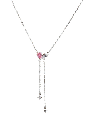 相伴爱心锆石流苏双层项链