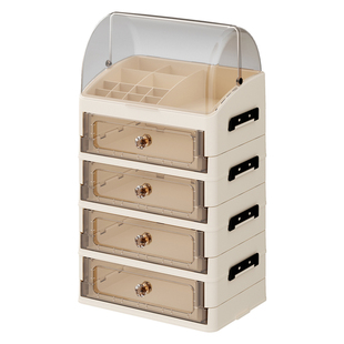 桌面化妆品收纳盒高级感带盖梳妆台护肤品置物架抽屉式口红整理盒