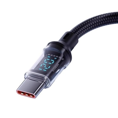 Type-c数据线120W超级闪充适用于华为oppo小米vivo安卓手机快充100W充电器线车载6A数显编织通用智能断电正品