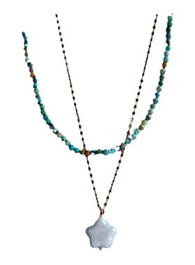 双层叠戴天然石新中式项链星愿