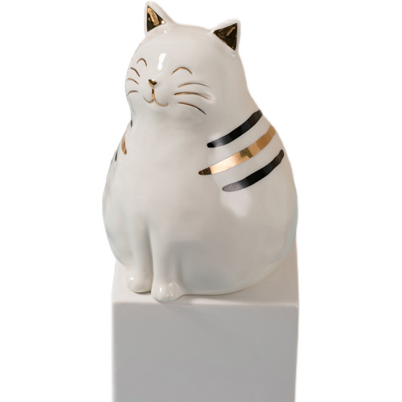 创意轻奢陶瓷猫花瓶摆件桌面客厅电视柜居家装饰多肉插花器烟灰缸