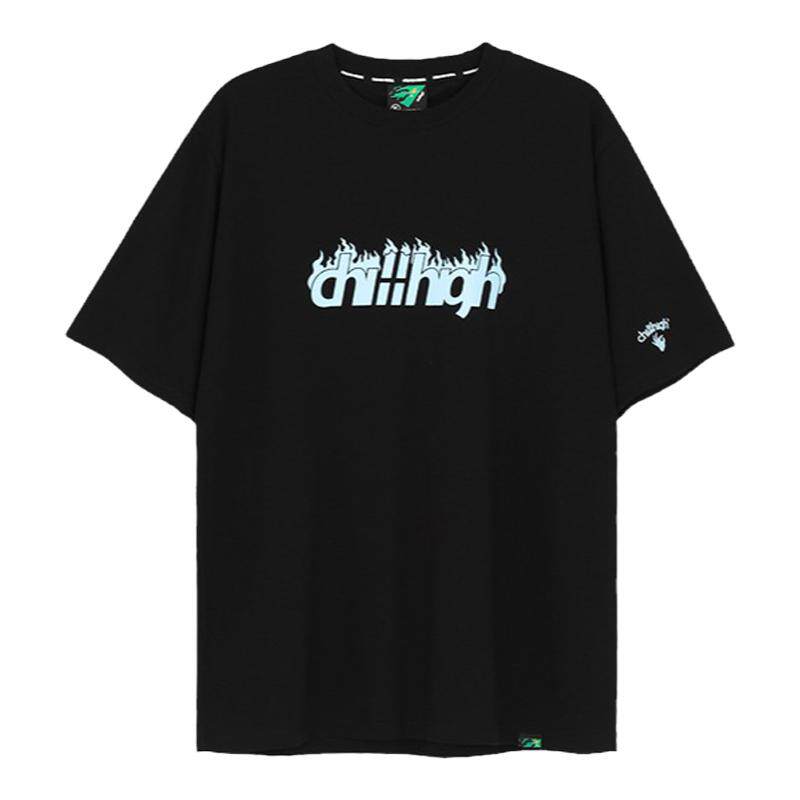 Chillhigh 火焰logo印花纯棉情侣短袖t恤男女潮牌宽松百搭ins潮流