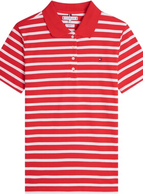 Tommy女装1985修身条纹短袖POLO