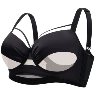 糖粒大胸显小内衣女超薄透气夏季薄款蕾丝聚拢上托防下垂大码文胸