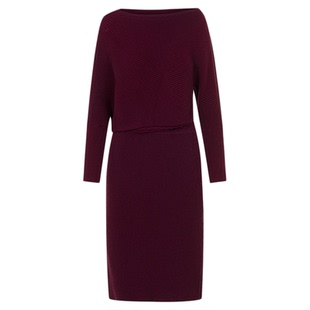 朗姿纯色长袖针织连衣裙优雅高级感气质通勤风长裙2025新款裙子女