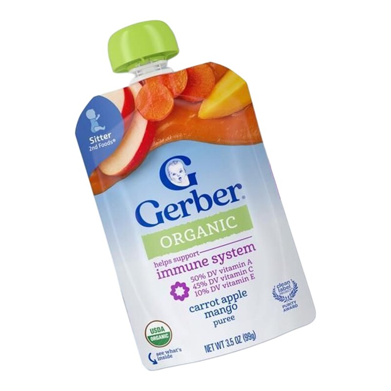 Gerber嘉宝 进口美国有机果蓉99g胡萝卜苹果芒果营养健康菜蓉辅食