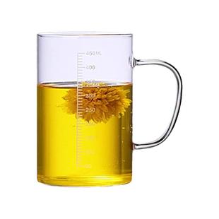 爆款大容量玻璃杯茶杯刻度水杯男办公室带盖带把手喝茶喝水杯子