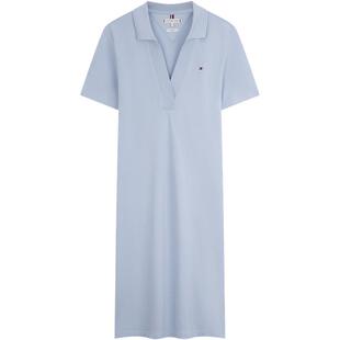 【修身V领】Tommy春夏女装珠地网眼气质休闲老钱风显瘦POLO连衣裙