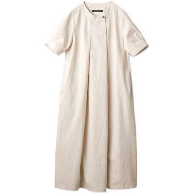 白色套头连衣裙纯棉宽松长裙