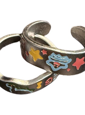 开花的橄榄 Vintage古着 coloured drawing开口戒指 一对装