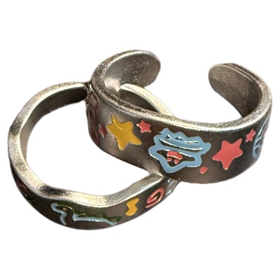 开花的橄榄 Vintage古着 coloured drawing开口戒指 一对装