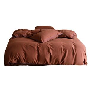 DAISYHOME春秋季焦糖色嵌条纯色60支长绒棉轻磨毛纯棉四件套床品